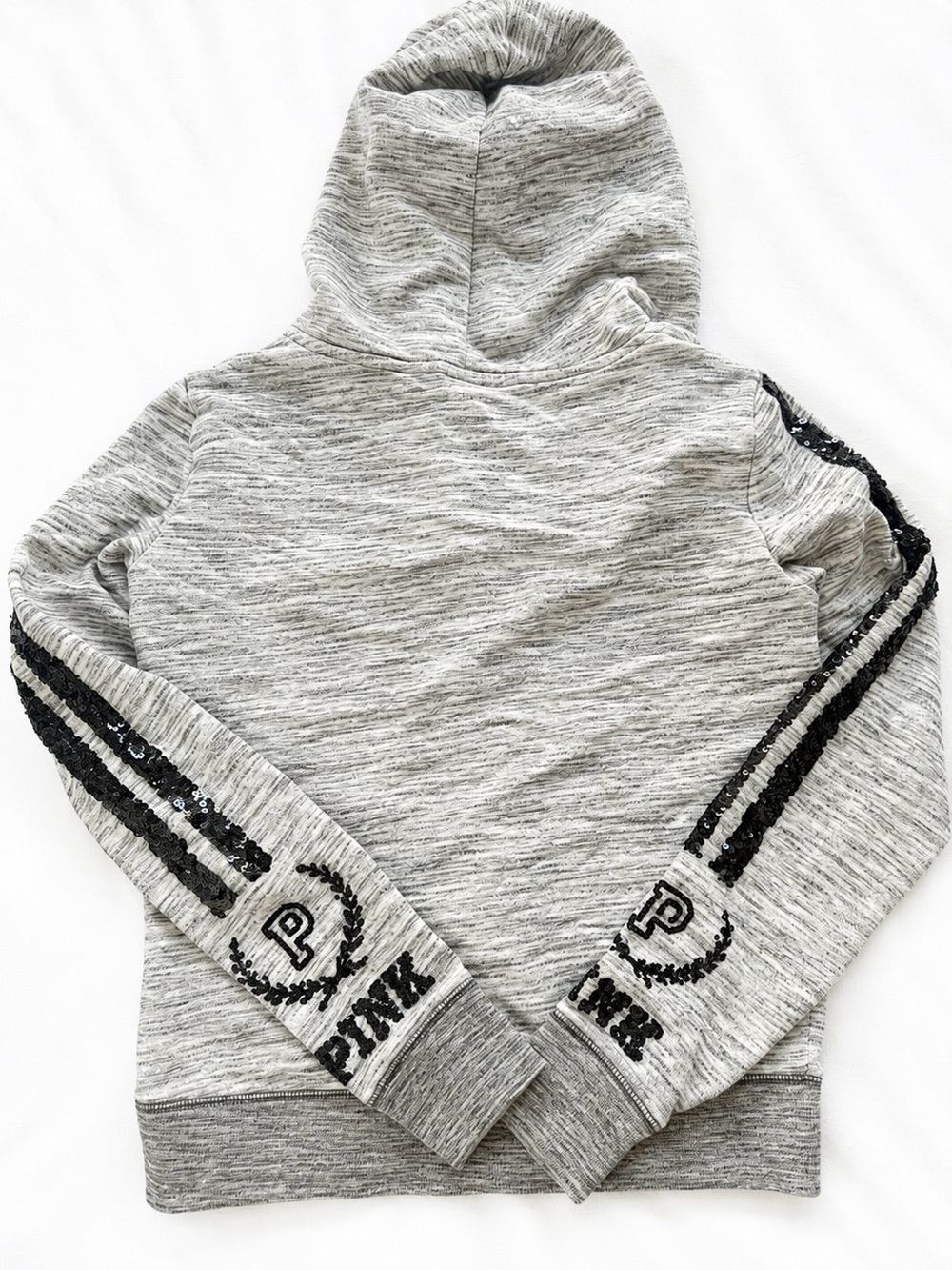 2000s Victoria’s Secret VS PINK Gray Sequin Zip Hoodie Y2K Size Small Vintage - Picture 2 of 5